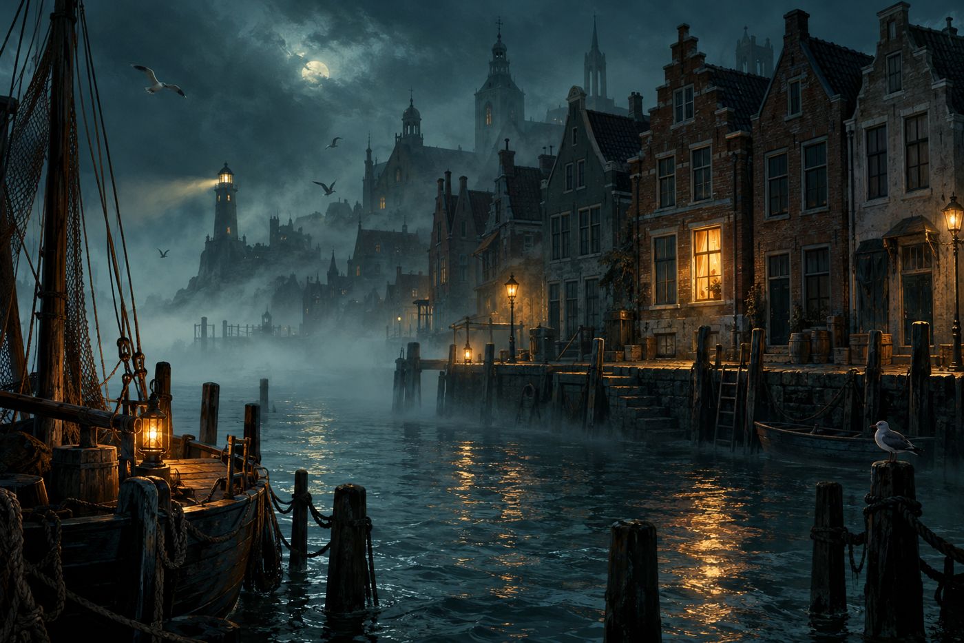 Nevelsluis bij nacht